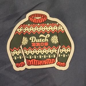 Dutch Bros Holiday Turtleneck Sweater Sticker - Black and Red